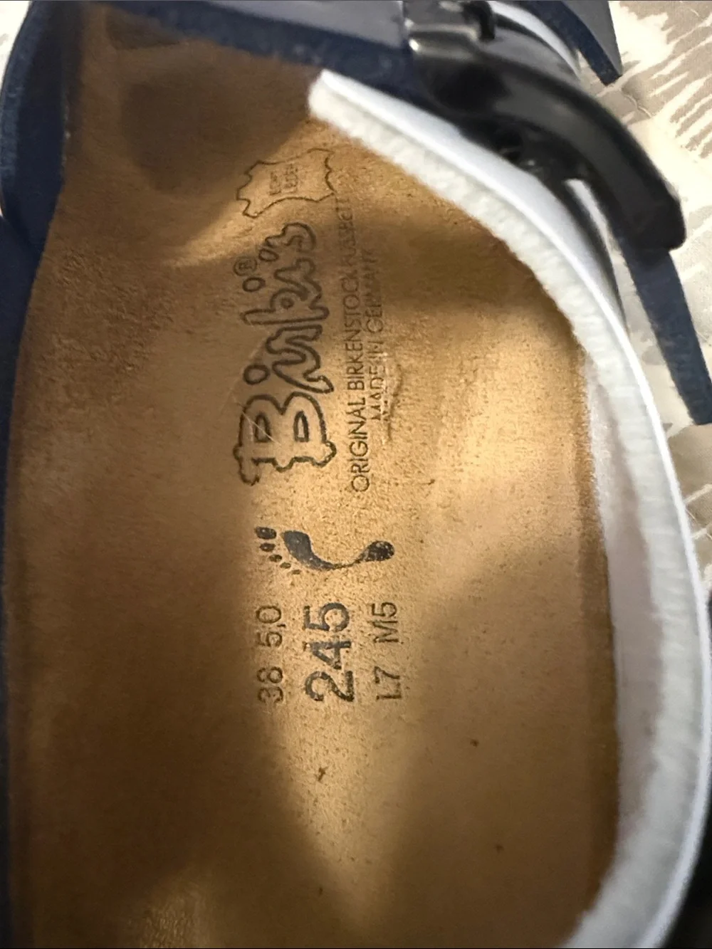 Birkenstock Baby Blue and Navy Three-Strap Sandals - Picture 5 of 5